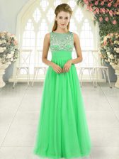 High Quality Scoop Backless Beading Prom Gown Sleeveless