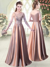 Deluxe Half Sleeves Zipper Floor Length Sequins Prom Party Dress