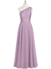  Chiffon Sleeveless Floor Length Homecoming Dress and Lace