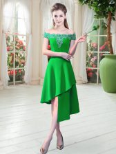  Asymmetrical A-line Sleeveless Green Prom Evening Gown Zipper