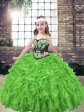  Lace Up Glitz Pageant Dress Embroidery and Ruffles Sleeveless Floor Length