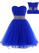 Sophisticated Sweetheart Sleeveless Lace Up Prom Dress Royal Blue Tulle