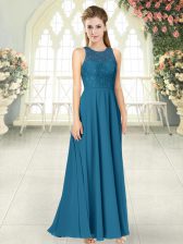 Custom Made Chiffon Sleeveless Floor Length Prom Party Dress and Lace