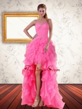 2015 Discount Baby Pink Strapless Prom Dreses with Beading and Ruffled Layers PDZY724TZBFOR
