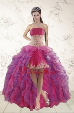 2015 Discount High Low Prom Dresses with Appliques and Ruffles XFNAO501TZCFOR