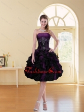 2015 Discount Multi Color A Line Ruffles Strapless Knee-length Prom Dress with Beading ZYLJ08TZCFOR