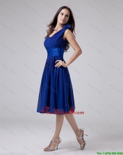 2016 Wonderful One Shoulder Belt Short Prom Dress in Royal Blue DBEE390FOR