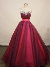 Beautiful A-line Sweetheart Floor-length Organza Wine Red Prom Dresses Appliques Style FA-Z-00168
