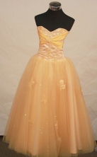 Beautiful A-line Sweetheart Floor-length Tulle Yellow Prom Dresses Appliques Style FA-Z-00157