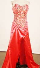 Beautiful A-line Sweetheart-neck Floor-length Red Beading Prom Dresses Style FA-C-177