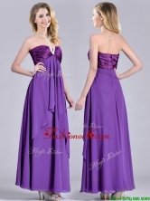 Cheap Beaded Decorated V Neck Chiffon Prom Dress in Eggplant Purple THPD158FOR