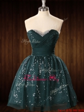 Cheap Beaded Top Dark Green Short Prom Dress in Organza SWPD016FOR