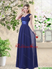 Cheap One Shoulder Floor Length Prom Dresses in Navy Blue BMT059CFOR