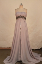 Classical A-line Strapless Brush Chiffon Gray Beading Prom Dresses Style FA-C-209