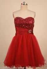 Cut A-line Sweetheart-neck Mini-length Organza Red Beading Prom Dresses Style FA-C-171