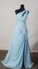 Discount A-line One-shoulder Neck Floor-length Beading Prom Dresses Style FA-C-121