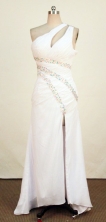 Discount A-line One-shoulder Neck Floor-length Beading Prom Dresses Style FA-C-162