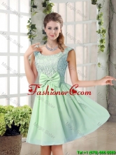 Elegant A Line Straps Lace Prom Dresses with Bowknot BMT010B-3FOR
