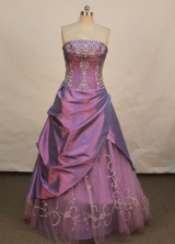 Elegant A-line Strapless Floor-length Prom Dresses Embroidery with Beading Style FA-Z-00145