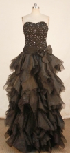 Elegant A-line Sweetheart-neck Floor-length Black Beading Prom Dresses Style FA-C-142