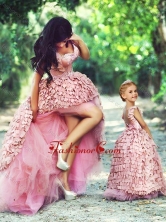 Exquisite High Low Prom Dress in Special Material and Perfect Applique Little Girl Dress with Straps DXZH004FOR