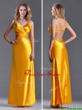 Luxurious Beaded Decorated Straps Criss Cross Prom Dress in Gold THPD103FOR