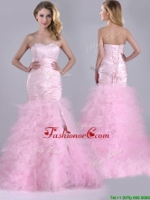 Luxurious Ruffled Taffeta and Tulle Prom Dress with Beading and Sequins THPD129FOR