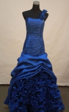 Modest A-line One Shoulder Neck Floor-length Prom Dresses Style FA-Z-00169