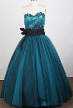 Modest Ball Gown Sweetheart Floor-length Navy Prom Dress LHJ42878