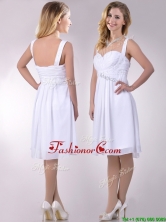 New Applique Decorated Straps and Waist White Prom Dress in Chiffon THPD058FOR