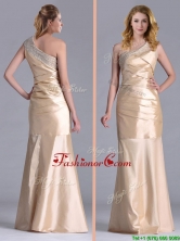 New Column Beaded Decorated One Shoulder Prom Dress in Champagne THPD328FOR