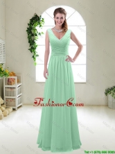 New Style 2016 Zipper up Prom Dresses with V Neck BMT047AFOR