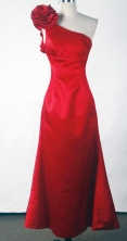 Popular Column One Shoulder Floor-length Red Prom Dress LHJ42821