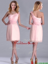 Exquisite One Shoulder Side Zipper Prom Dress in Baby Pink THPD136FOR