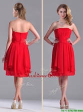 The Super Hot Strapless Empire Chiffon Ruched Prom Dress in Red THPD096FOR
