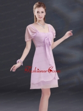 A Line Square Ruhing Prom Dress with Cap Sleeves BMT027BFOR  