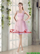 2016 Fall New A Line Straps Prom Dresses with Hand Made Flowers BMT014D-3FOR
