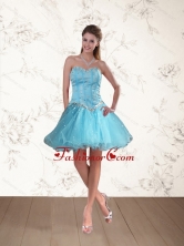 Cute Baby Blue Sweetheart Short Prom Dresses with Ruffles and Beading QDZY109TZCFOR