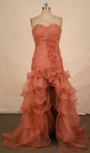 Popular High-low Sweetheart-neck Floor-length Orange Beading Prom Dresses Style FA-C-146