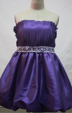 Pretty A-line Strapless Knee-length Short Prom Dresses Beading Style FA-Z-00135