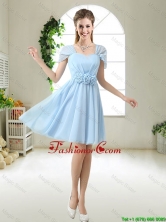 Pretty Hand Made Flowers Prom Dresses with Cap Sleeves BMT049BFOR