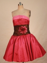 Pretty Short Strapless Mini-length Satin Red Prom Dresses Style FA-C-129