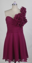 Sweet Short One Shoulder Knee-length Burgundy Prom Dress LHJ42871