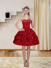 2015 Fashionable Ball Gown Red Strapless Prom Dresses with Embroidery QDZY230TZCFOR