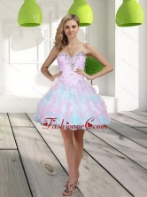 2015 Fashionable Beading and Ruffles Sweetheart Multi Color Prom Dresses SJQDDT10003FOR