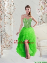 2016 Fashionable High Low Sweetheart Spring Green Prom Dresses with Beading QDDTA5004-7FOR