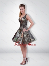Fashionable A Line V Neck Beading Camo Prom Dresses with Knee Length CMPD063FOR