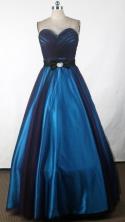 Affordable A-line Sweetheart Floor-length Navy Blue Prom Dress LHJ42818