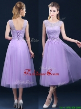 Beautiful See Through Laced and Applique Prom Dress in Tea Length BMT0184CFOR