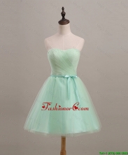 Cheap Ruching and Belt Apple Green Short Prom Dresses for 2016 DBEES294FOR
